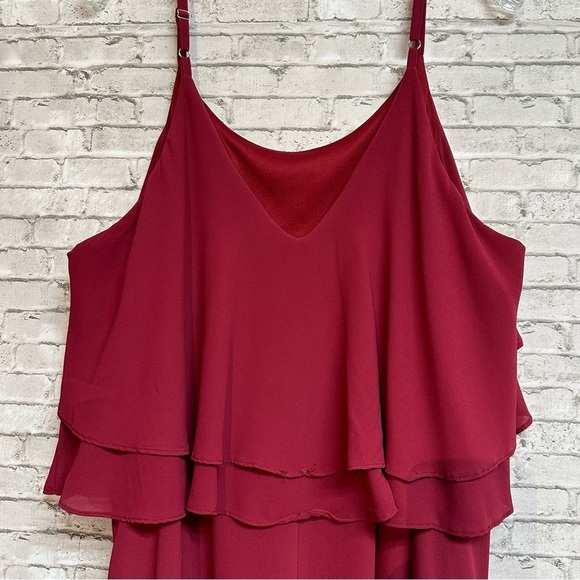 Zenobia Women's XXXL Maxi Dress Burgundy Layered Ruffles Sleeveless Lined Long - Picture 8 of 15